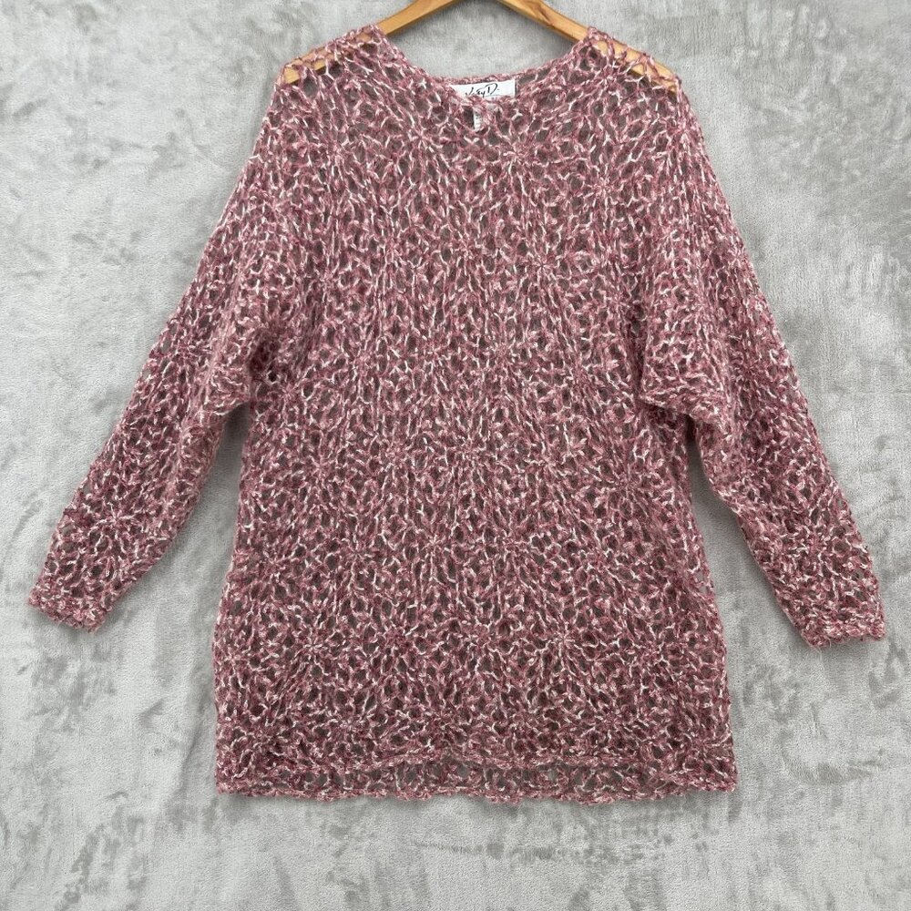 Vintage Kathryn Deen Size 18/20 Open Knit Crochet Mohair Blend Sweater Beachy